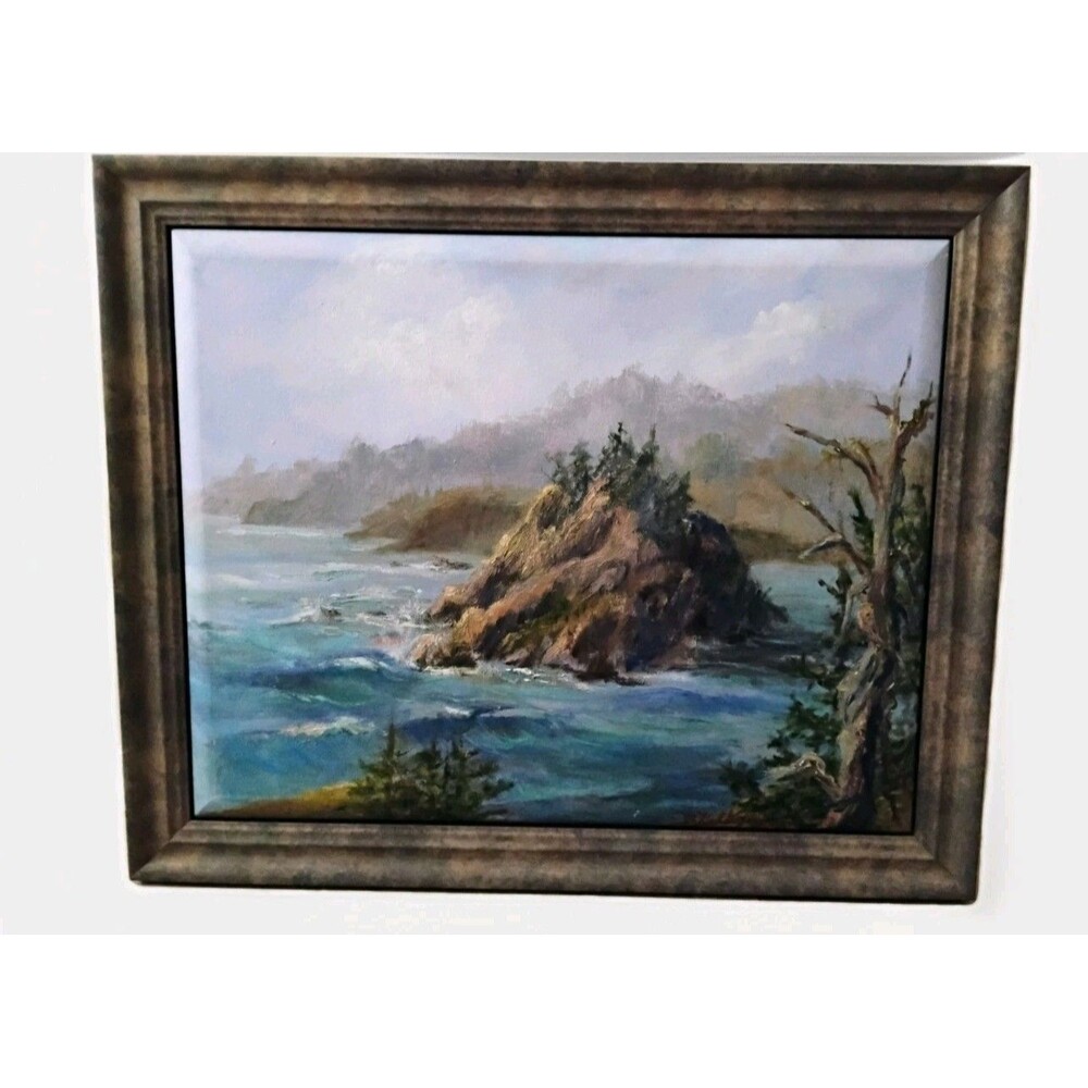Gallery Quality Original Coastal Oil Painting 23x19 Framed Oregon Coast / Ecola?